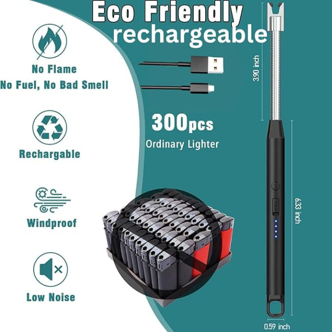 RECHARGEABLE ELECTRIC GAS LIGHTER - FOR GAS STOVE & CANDLES