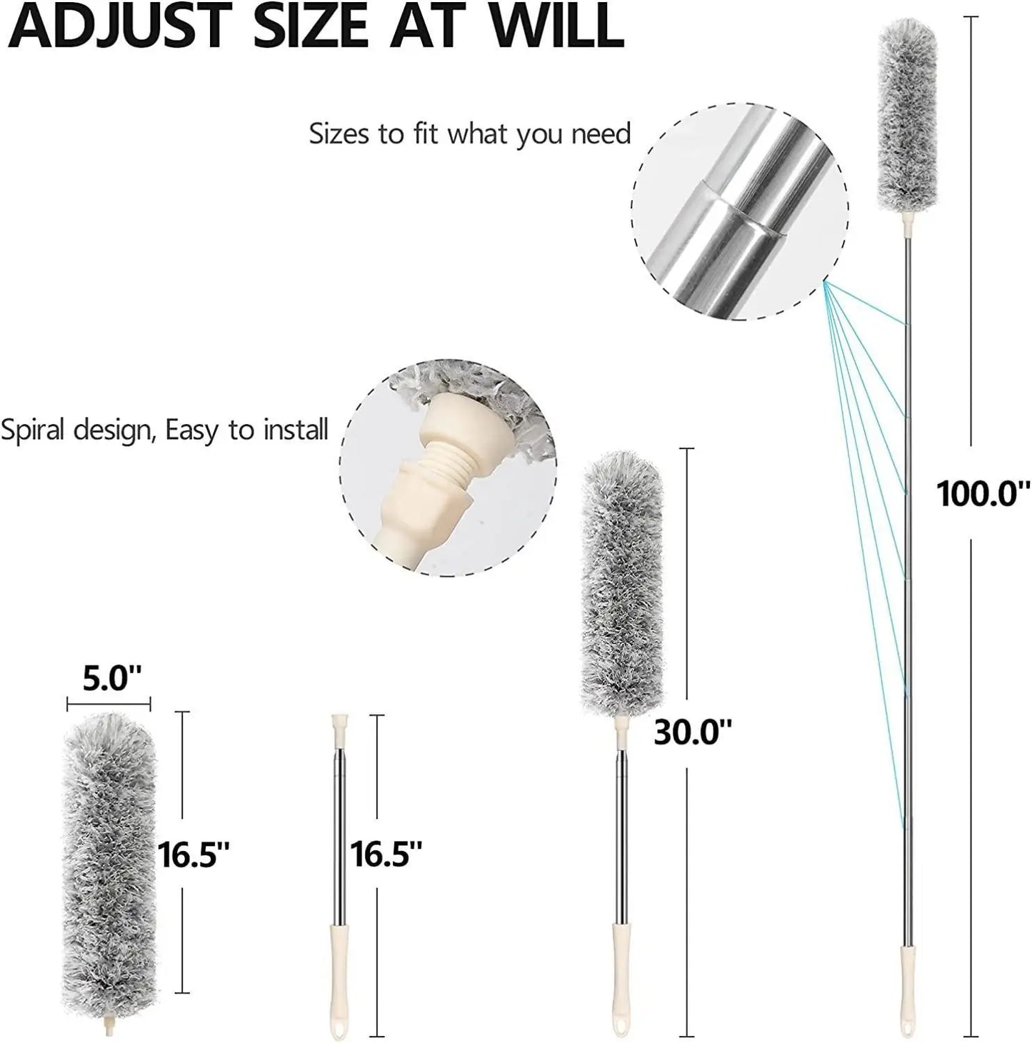 MICROFIBER DUSTER WITH TELESCOPIC EXTENSION POLE