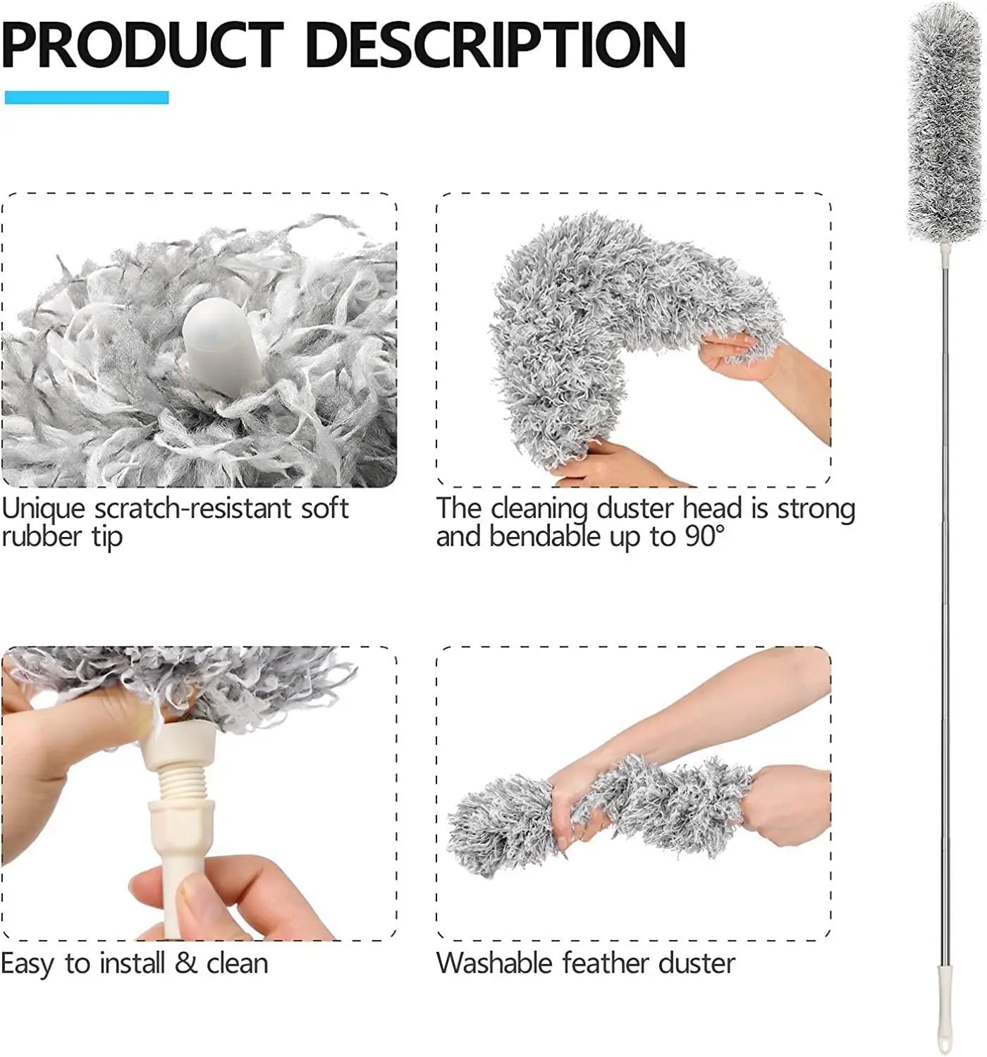 MICROFIBER DUSTER WITH TELESCOPIC EXTENSION POLE