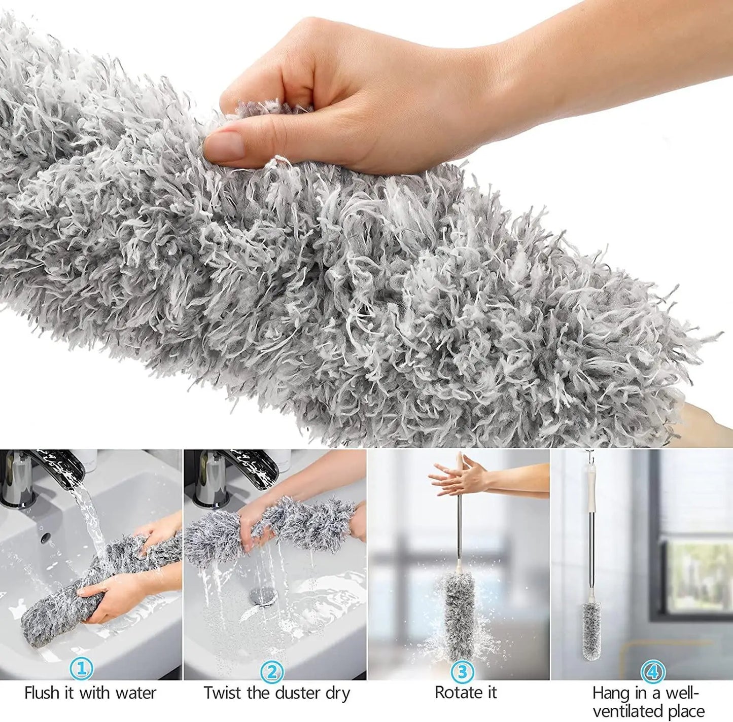 MICROFIBER DUSTER WITH TELESCOPIC EXTENSION POLE