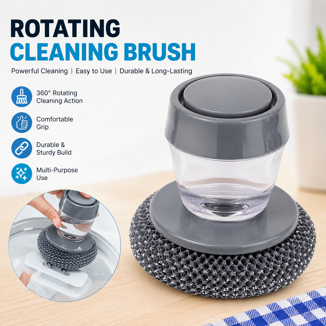 ROTATING CLEANING BRUSH – POWERFUL AND EASY CLEANING