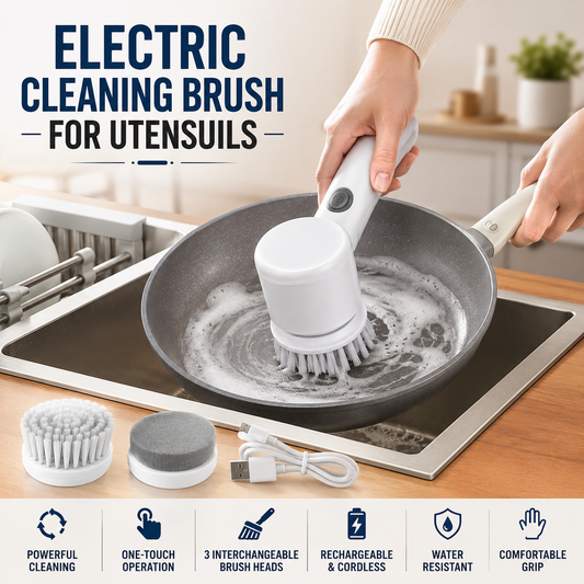 ELECTRIC CLEANING BRUSH WITH 3 BRUSH HEADS