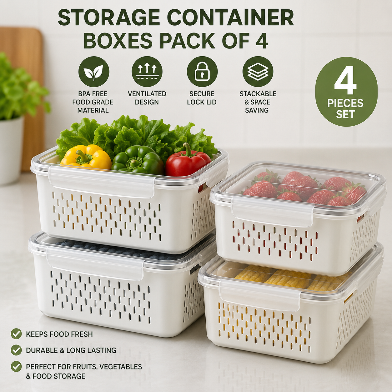 STORAGE CONTAINER BOXES | PACK OF 4