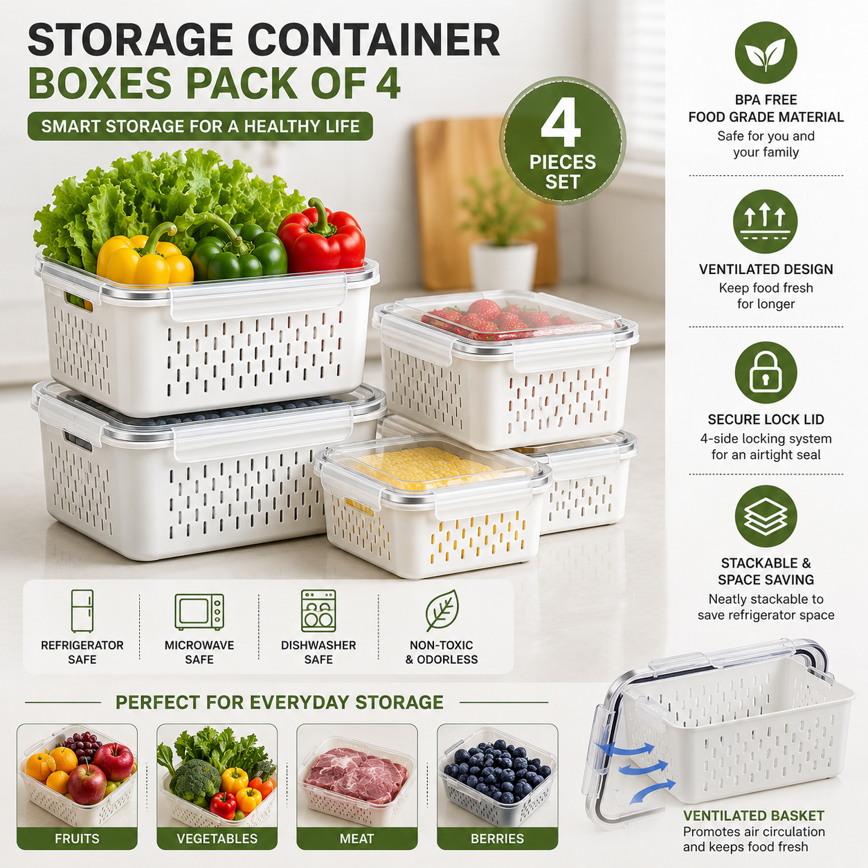 STORAGE CONTAINER BOXES | PACK OF 4