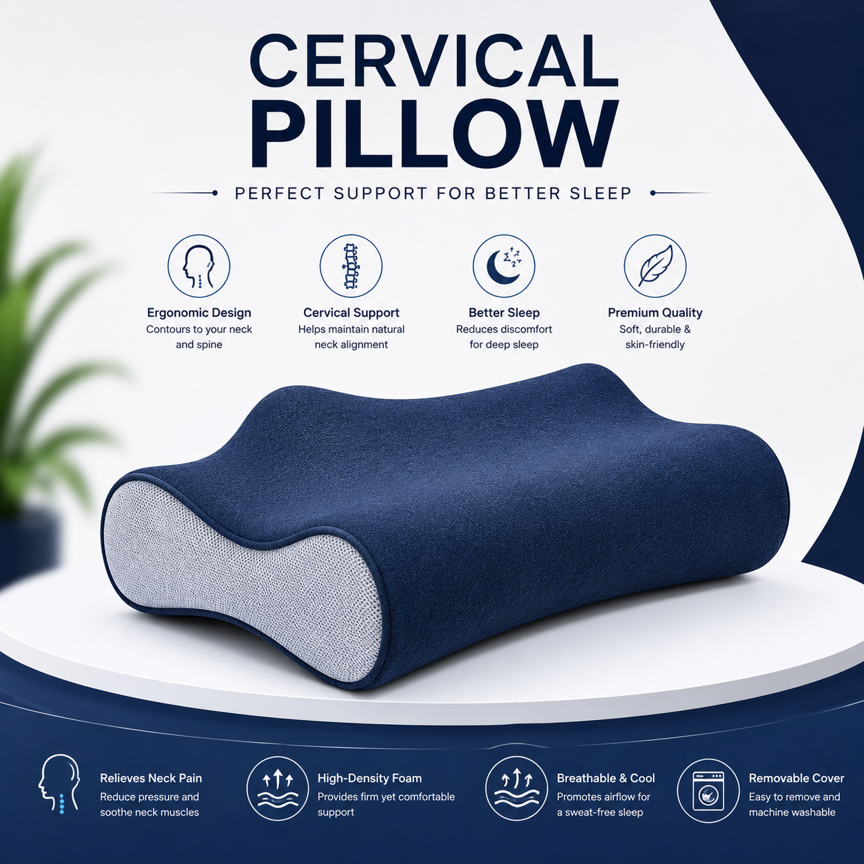 CERVICAL PILLOW FOR NECK AND SHOULDER PAIN