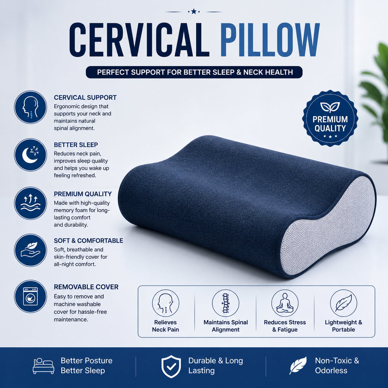 CERVICAL PILLOW FOR NECK AND SHOULDER PAIN