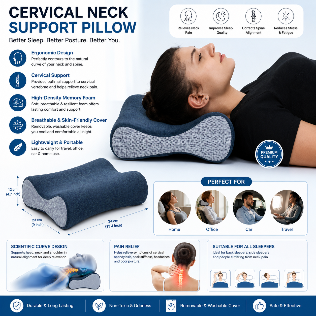 CERVICAL PILLOW FOR NECK AND SHOULDER PAIN